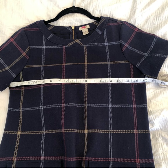 J Crew Plaid Shift Dress Short Sleeve Navy Blue Size 00 - Picture 10 of 10